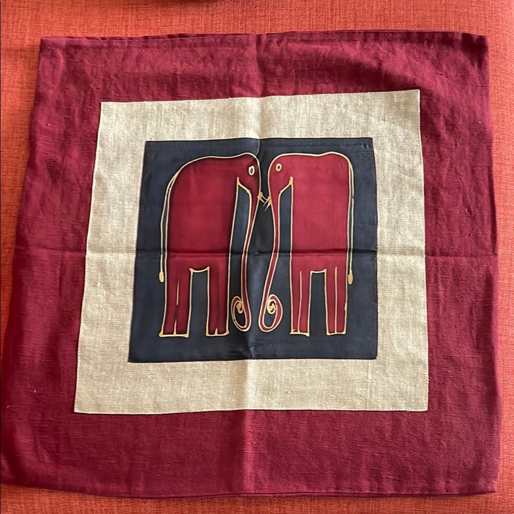 Silk Linen Elephant Pillow Case